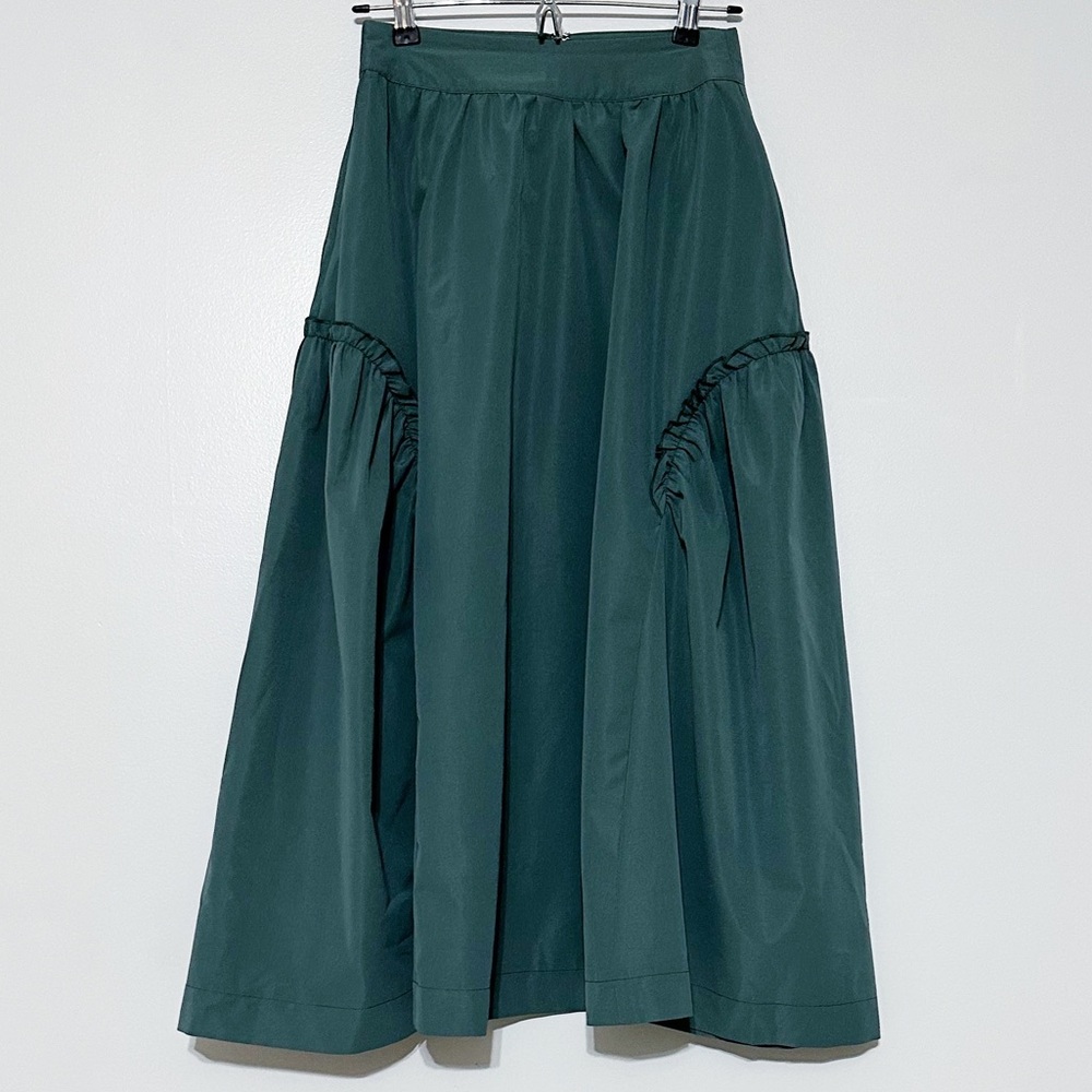 Mulla A-Line Ruffle Midi Skirt in Deep Grass size small